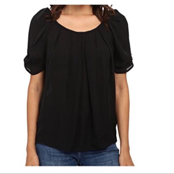 Joie Almanor Crocheted Knit Top Black Chiffon - Picture 1 of 6